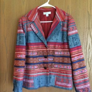 Coldwater Creek 14P embroidered blazer jacket